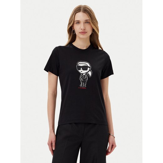 KARL LAGERFELD T-Shirt A1W17126 Czarny Regular Fit ze sklepu MODIVO w kategorii Bluzki damskie - zdjęcie 182711324