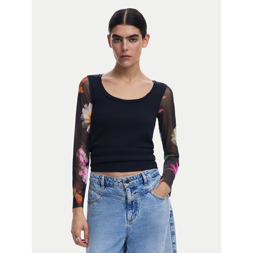 Desigual Bluzka Flint 25SWTK93 Czarny Slim Fit ze sklepu MODIVO w kategorii Bluzki damskie - zdjęcie 182711393