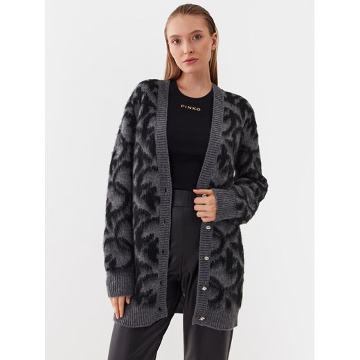 Pinko Kardigan Iguana 101712 A14L Szary Regular Fit ze sklepu MODIVO w kategorii Swetry damskie - zdjęcie 182711623