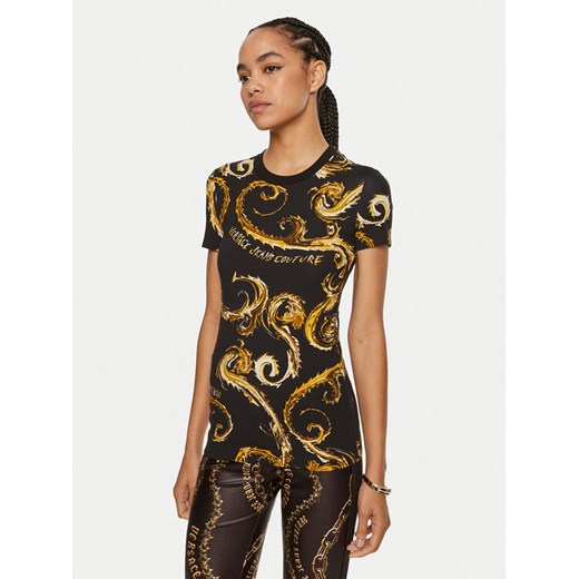 Versace Jeans Couture T-Shirt 77HAH608 JS409 Czarny Slim Fit ze sklepu MODIVO w kategorii Bluzki damskie - zdjęcie 182711663