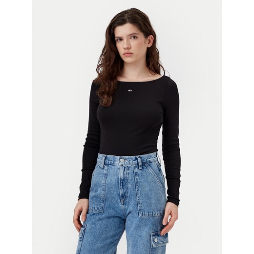 Tommy Jeans Bluzka DW0DW21350 Czarny Slim Fit ze sklepu MODIVO w kategorii Bluzki damskie - zdjęcie 182711673