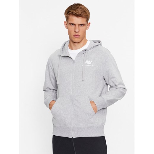 New Balance Bluza Essentials Stacked Logo French Terry Jacket MJ31536 Szary Regular Fit ze sklepu MODIVO w kategorii Bluzy męskie - zdjęcie 182711830