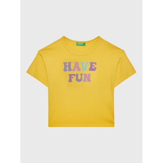 United Colors Of Benetton T-Shirt 3096C10AV Żółty Regular Fit ze sklepu MODIVO w kategorii Bluzki dziewczęce - zdjęcie 182711842