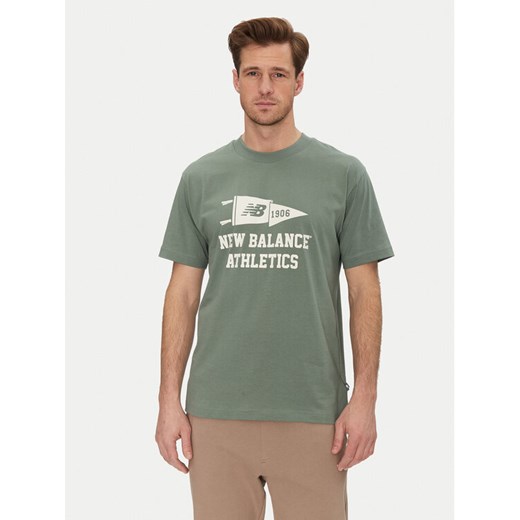 New Balance T-Shirt MT51924 Zielony Relaxed Fit ze sklepu MODIVO w kategorii T-shirty męskie - zdjęcie 182712091