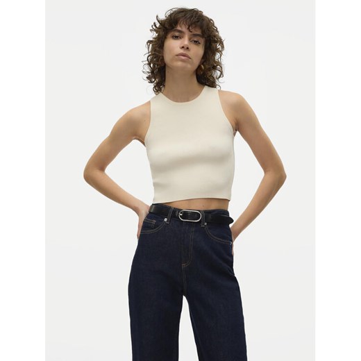 Vero Moda Top Ginny 10300339 Biały Slim Fit ze sklepu MODIVO w kategorii Bluzki damskie - zdjęcie 182712411