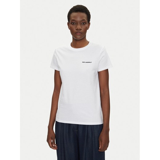 KARL LAGERFELD T-Shirt A1W17019 Biały Regular Fit ze sklepu MODIVO w kategorii Bluzki damskie - zdjęcie 182712444