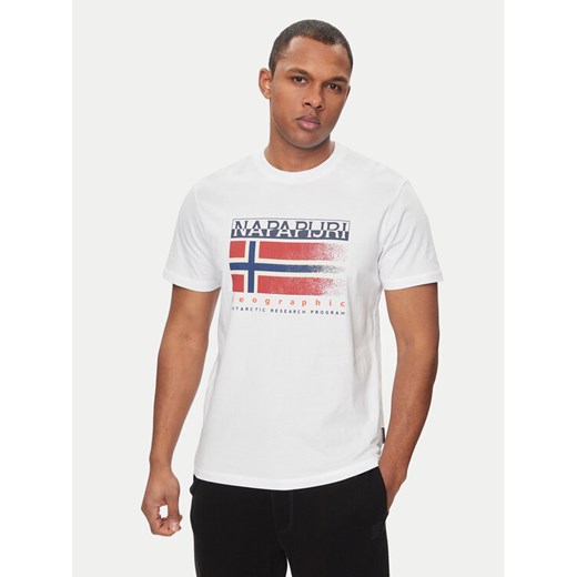 Napapijri T-Shirt S-Kreis NP0A4HQR Biały Regular Fit ze sklepu MODIVO w kategorii T-shirty męskie - zdjęcie 182712822