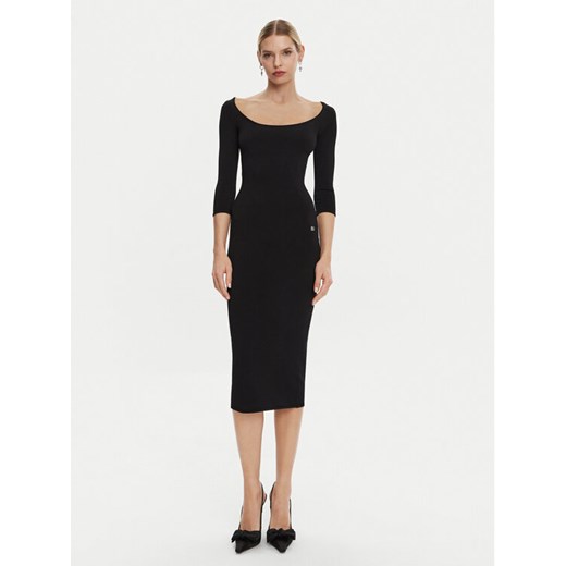Dolce&Gabbana Sukienka dzianinowa FXS20T JFMEV N0000 Czarny Regular Fit ze sklepu MODIVO w kategorii Sukienki - zdjęcie 182713154