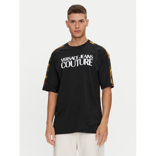 Versace Jeans Couture T-Shirt 76GAH613 Czarny Regular Fit ze sklepu MODIVO w kategorii T-shirty męskie - zdjęcie 182713213