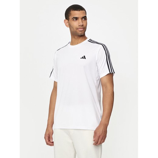 adidas Koszulka techniczna Train Essentials 3-Stripes IB8151 Biały Regular Fit ze sklepu MODIVO w kategorii T-shirty męskie - zdjęcie 182713254