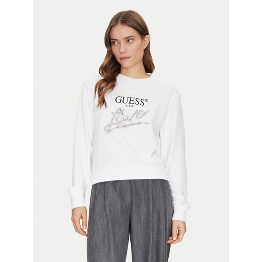 Guess Bluza W5GQ05 KB683 Biały Reglan Fit ze sklepu MODIVO w kategorii Bluzy damskie - zdjęcie 182713870