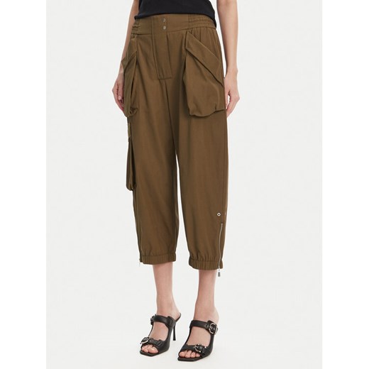 PINKO Spodnie materiałowe 104704 A2ER Khaki Regular Fit ze sklepu MODIVO w kategorii Spodnie damskie - zdjęcie 182713891