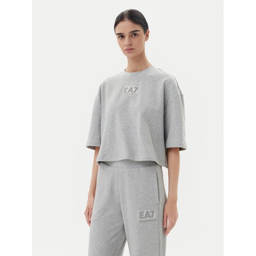 EA7 Emporio Armani T-Shirt 7W000177 AF12473 O8002 Szary Loose Fit ze sklepu MODIVO w kategorii Bluzki damskie - zdjęcie 182713963