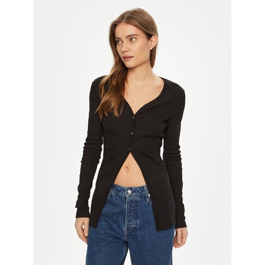 Calvin Klein Jeans Kardigan J20J224761 Czarny Slim Fit ze sklepu MODIVO w kategorii Swetry damskie - zdjęcie 182714033