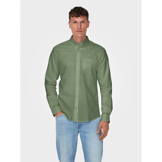Only & Sons Koszula Neil 22019669 Zielony Slim Fit ze sklepu MODIVO w kategorii Koszule męskie - zdjęcie 182714200