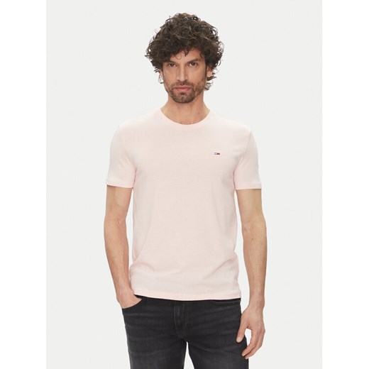 Tommy Jeans T-Shirt DM0DM20363 Różowy Slim Fit ze sklepu MODIVO w kategorii T-shirty męskie - zdjęcie 182714310