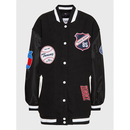 Tommy Jeans Curve Kurtka bomber Letterman DW0DW15076 Czarny Oversize ze sklepu MODIVO w kategorii Kurtki damskie - zdjęcie 182714331