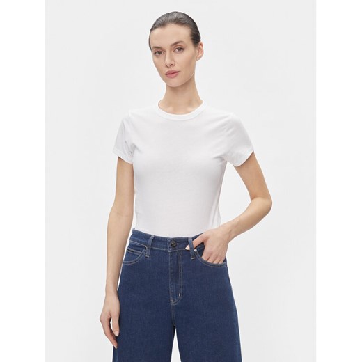 Calvin Klein T-Shirt Smooth Cotton Baby Tee K20K206794 Biały Slim Fit ze sklepu MODIVO w kategorii Bluzki damskie - zdjęcie 182714430