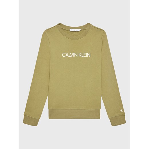 Calvin Klein Jeans Bluza Institutional Logo IU0IU00162 Zielony Regular Fit ze sklepu MODIVO w kategorii Bluzy chłopięce - zdjęcie 182714533
