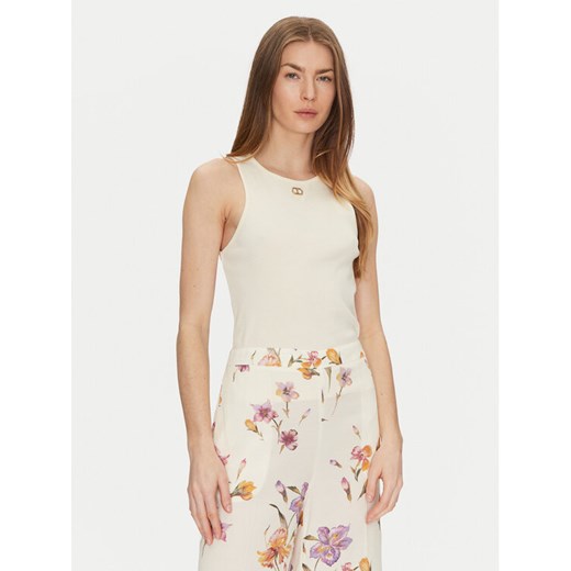 TWINSET Top 251TP2550 Beżowy Slim Fit ze sklepu MODIVO w kategorii Bluzki damskie - zdjęcie 182714573