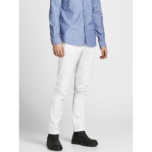 Jack&Jones Chinosy Marco 12150148 Biały Slim Fit ze sklepu MODIVO w kategorii Spodnie męskie - zdjęcie 182714702