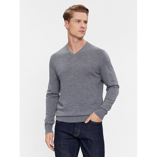 Calvin Klein Sweter K10K110423 Szary Slim Fit ze sklepu MODIVO w kategorii Swetry męskie - zdjęcie 182714772