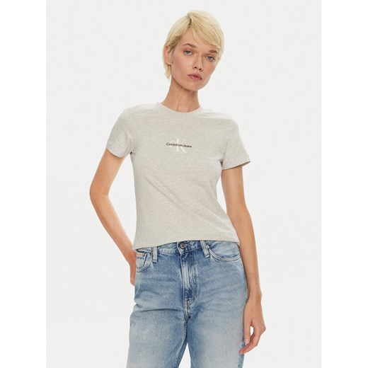 Calvin Klein Jeans T-Shirt Monologo J20J223563 Szary Slim Fit XL MODIVO