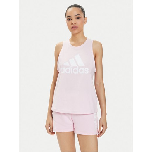 adidas Top Essentials Big Logo H10205 Różowy Regular Fit ze sklepu MODIVO w kategorii Bluzki damskie - zdjęcie 182714933