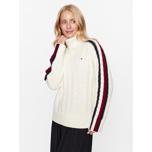Tommy Hilfiger Golf WW0WW40831 Écru Regular Fit ze sklepu MODIVO w kategorii Swetry damskie - zdjęcie 182714934