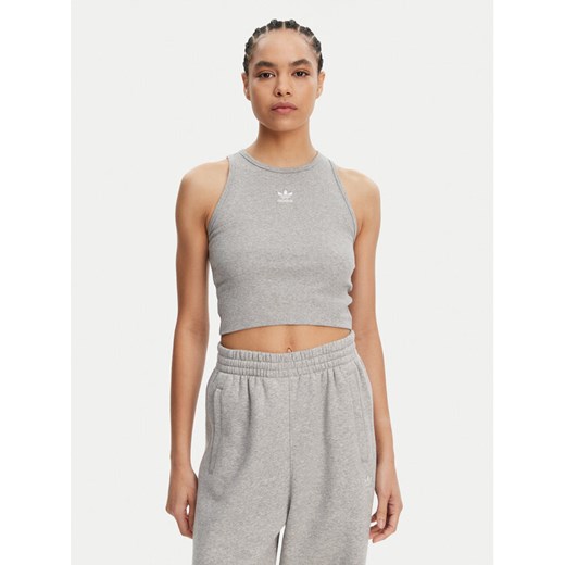 adidas Top Essentials IY9649 Szary Slim Fit ze sklepu MODIVO w kategorii Bluzki damskie - zdjęcie 182715063