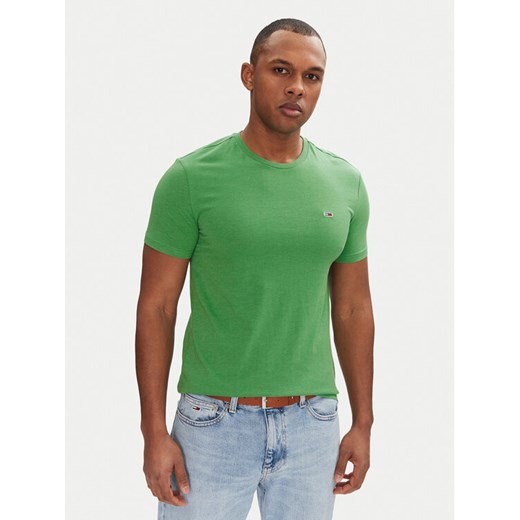 Tommy Jeans T-Shirt Jaspe DM0DM20363 Zielony Slim Fit ze sklepu MODIVO w kategorii T-shirty męskie - zdjęcie 182715193
