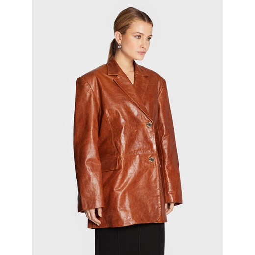 Remain Marynarka Bolette Blazer Leather RM1662 Brązowy Relaxed Fit ze sklepu MODIVO w kategorii Marynarki damskie - zdjęcie 182715252