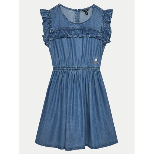 Guess Sukienka jeansowa J4GK02 D5C70 Granatowy Regular Fit ze sklepu MODIVO w kategorii Sukienki dziewczęce - zdjęcie 182715321