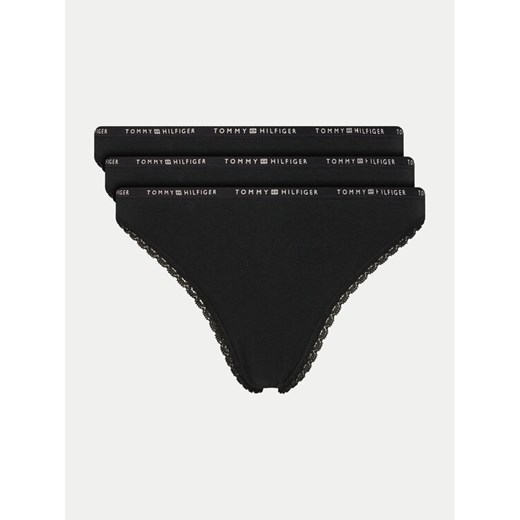 Tommy Hilfiger Komplet 3 par stringów UW0UW05954 Czarny ze sklepu MODIVO w kategorii Majtki damskie - zdjęcie 182715741