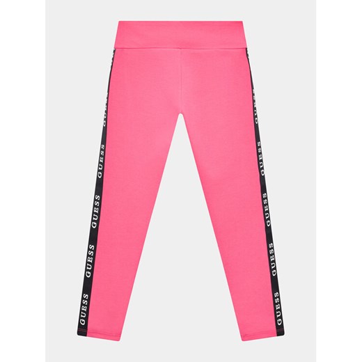 Guess Legginsy J2YB09 KABR0 Różowy Slim Fit ze sklepu MODIVO w kategorii Spodnie dziewczęce - zdjęcie 182715980