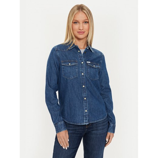 Guess Koszula jeansowa W4YH35 D5EI3 Granatowy Classic Fit ze sklepu MODIVO w kategorii Koszule damskie - zdjęcie 182716052