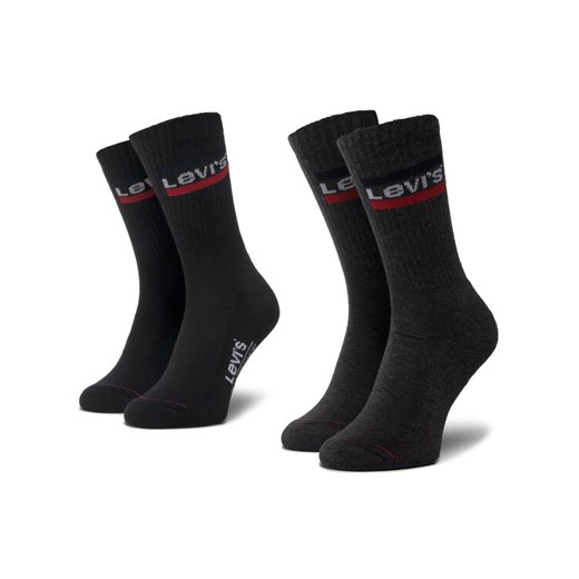 Levi's® Zestaw 2 par wysokich skarpet unisex 37157-0153 Czarny ze sklepu MODIVO w kategorii Skarpetki męskie - zdjęcie 182716082