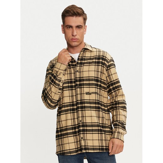 Karl Lagerfeld Jeans Koszula 246D1604 Beżowy Regular Fit ze sklepu MODIVO w kategorii Koszule męskie - zdjęcie 182716243