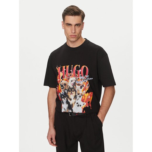 HUGO T-Shirt Dugie 50538259 Czarny Oversize ze sklepu MODIVO w kategorii T-shirty męskie - zdjęcie 182716244