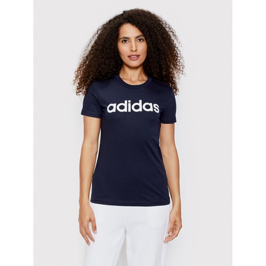 adidas T-Shirt Loungewear Essentials Logo H07833 Granatowy Slim Fit ze sklepu MODIVO w kategorii Bluzki damskie - zdjęcie 182716254