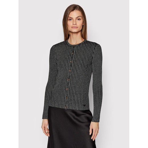 Tory Burch Kardigan 85850 Srebrny Slim Fit ze sklepu MODIVO w kategorii Swetry damskie - zdjęcie 182716284