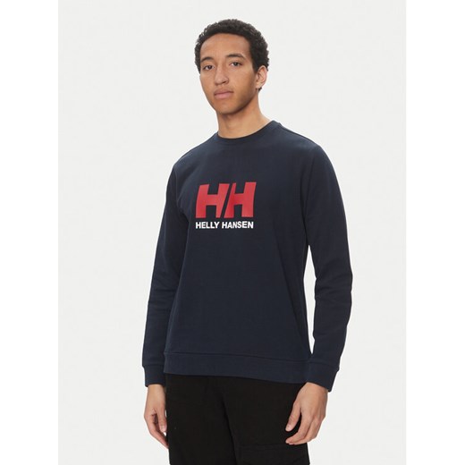 Helly Hansen Bluza Logo Crew 30395 Granatowy Regular Fit ze sklepu MODIVO w kategorii Bluzy męskie - zdjęcie 182716471