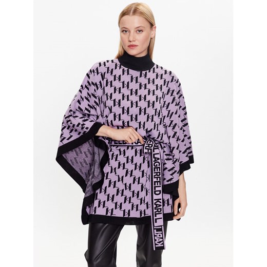 KARL LAGERFELD Ponczo 230W2007 Fioletowy Relaxed Fit ze sklepu MODIVO w kategorii Poncza - zdjęcie 182716480