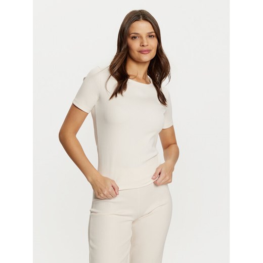 Guess T-Shirt V5RI04 KCLH0 Écru Regular Fit ze sklepu MODIVO w kategorii Bluzki damskie - zdjęcie 182716644