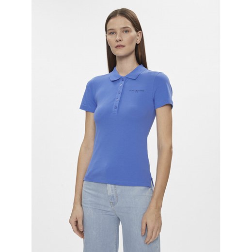 Tommy Hilfiger Polo Slim Mini Corp Logo Polo Ss WW0WW41032 Granatowy Slim Fit ze sklepu MODIVO w kategorii Bluzki damskie - zdjęcie 182716793