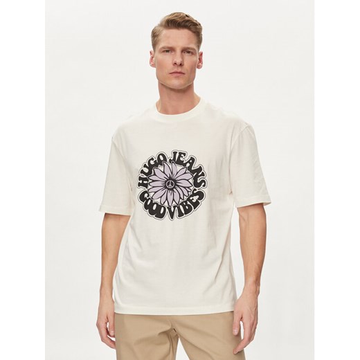 Hugo T-Shirt Nune 50515317 Écru Regular Fit ze sklepu MODIVO w kategorii T-shirty męskie - zdjęcie 182717000
