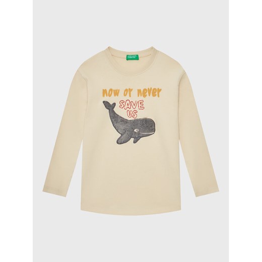 United Colors Of Benetton Bluzka 3YN4G106D Beżowy Regular Fit ze sklepu MODIVO w kategorii T-shirty chłopięce - zdjęcie 182717050