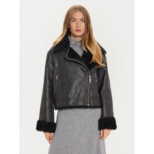 MAX&Co. Kurtka skórzana 2426086074200 Czarny Regular Fit ze sklepu MODIVO w kategorii Kurtki damskie - zdjęcie 182717233