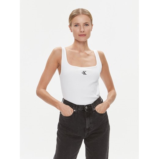 Calvin Klein Jeans Top J20J223192 Biały Relaxed Fit L MODIVO