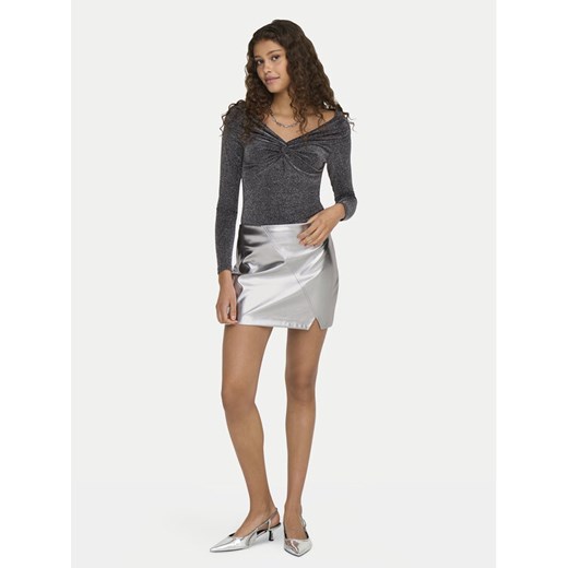 ONLY Bluzka Queen 15331413 Szary Slim Fit ze sklepu MODIVO w kategorii Bluzki damskie - zdjęcie 182717542